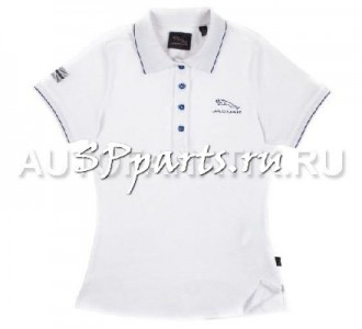 Женская рубашка-поло Jaguar Women's Leaper Logo Polo Shirt, White/Blue, артикул JBPL026WTJ