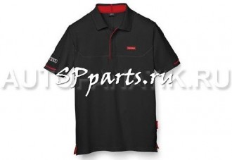 Мужская рубашка-поло Audi Mens poloshirt, Audi Sport, Black, артикул 3131501222