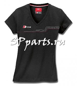 Женская футболка Audi Womens T-Shirt, S Line, Black, артикул 3131301001
